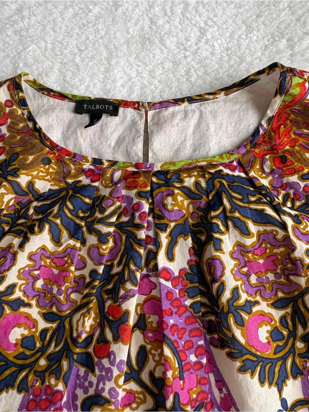 Talbots Lined Paisley Print Shell - Size 16 (XL) - Picture 5 of 15